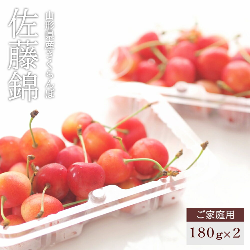 さくらんぼ ご家庭用 佐藤錦 山形県産 フードパック 180g 2個入り Mサイズ以上 茶箱 サクランボ さとうにしき 山形県 産地直送 送料無料