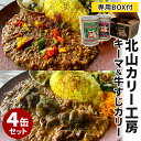 4個セット　北山カリー工房　専用箱入り　挽肉たっぷりじぃじのキーマカリー＋神石牛の牛すじ煮込みのカリー　（2種×各2） 中辛　キーマカレー　牛すじカレー　カレー缶詰　BOX