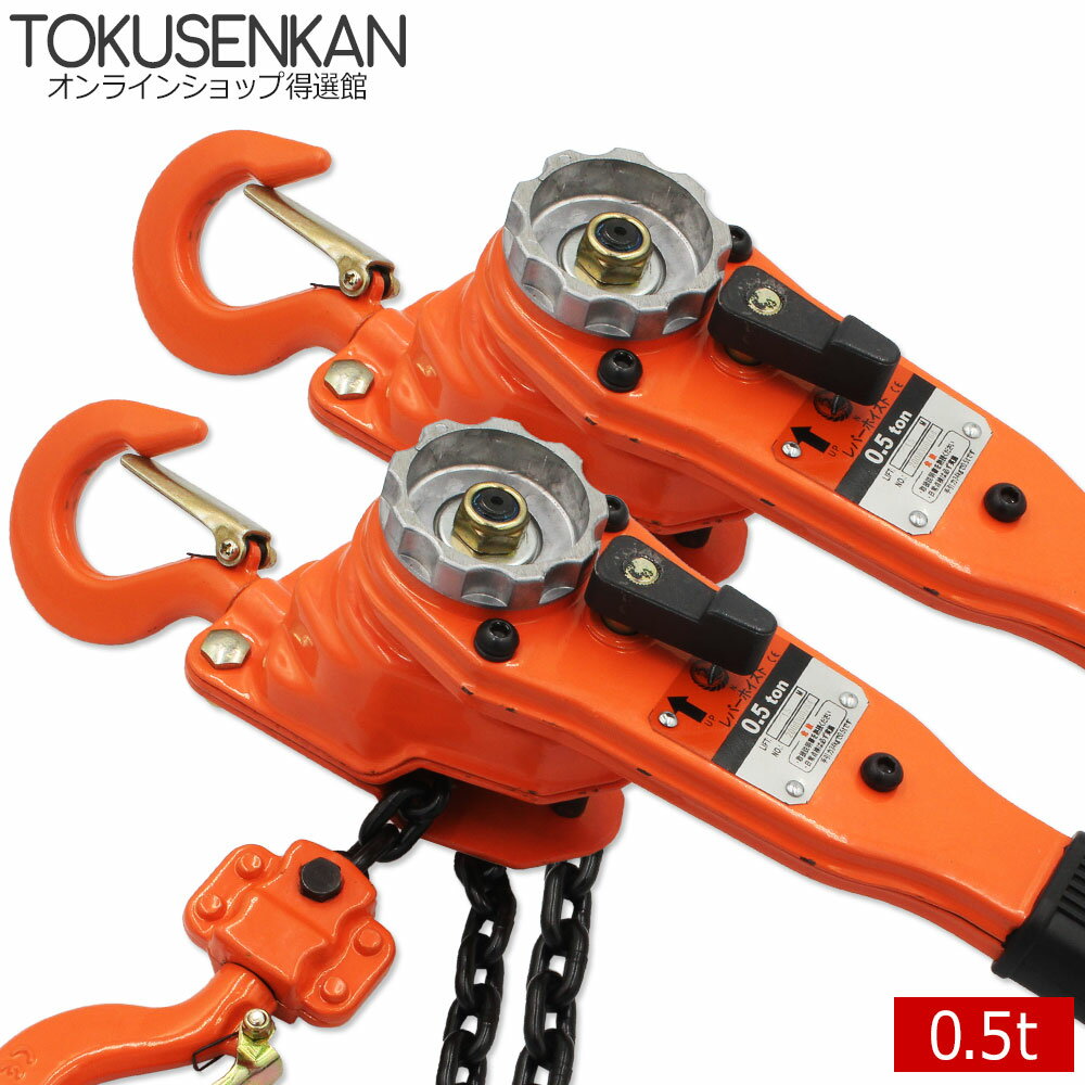 レバーホイスト 0.5t 2台 0.5ton 0.5トン 0.5t 500kg チェーン ローラー チェーンブロック レバー式ブロック レバー 荷締機 ブロック ガッチャ がっちゃ 滑車 ホイスト チェーン ホイスト 固定 工具