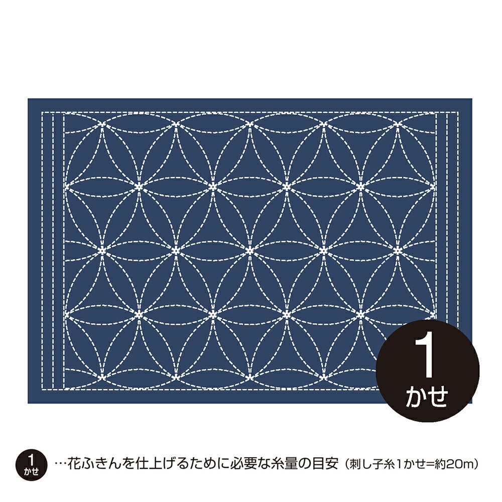 Rakuten - オリムパス　刺し子　sashiko　花ふきん　ランチョンマット布パック　L-2004　花車　藍　水で消える図案入り