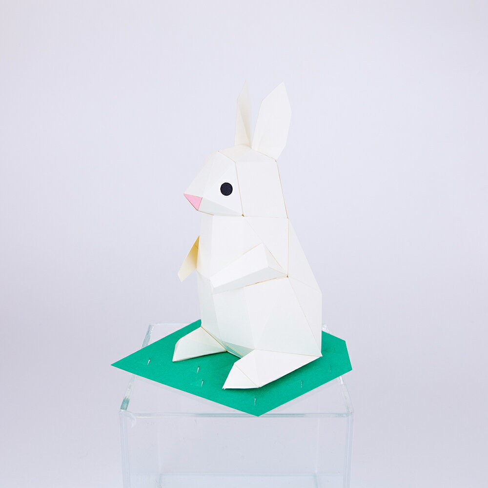 bog craft　ボグクラフト　KAKUKAKU　TINY　ウサギ　しろ　ペーパークラフト　組み立てるインテリア　アニマル　動物