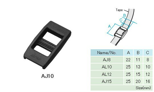 NIFCO ニフコ AJ12 プラスチック アジャスター 黒 12mm巾用 ベルトの長さ調節などに