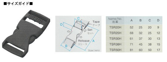 NIFCO ニフコ TSR20 プラスチック バックル 黒 20mm巾用 ベルトの長さ調節などに