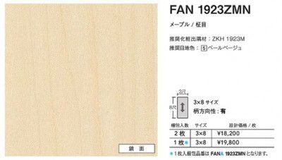 FANA1923ZMN アイカ キッチンパネル セラール 鏡面 3×8サイズ 935×2455×3mm 【代引不可】