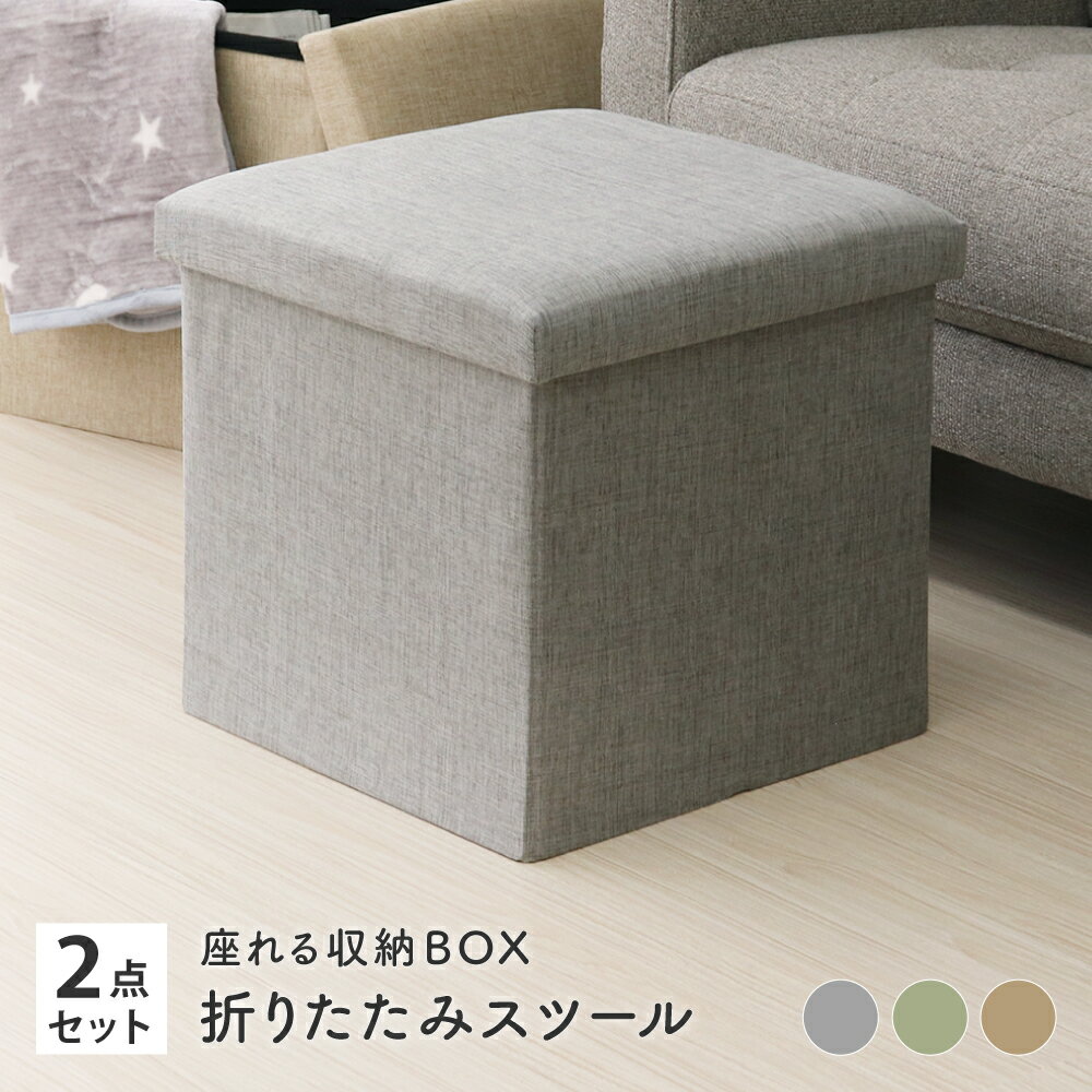 収納スツール2個セット 約35×35×36cm 折りたたみスツールボックス 収納ボックス まとめ買い D's collection