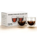 ダブルウォールグラス 二重構造 耐熱カップ 保温・保冷 コーヒーグラス ティーカップ タンブラー 2個セット 250ml TOKUTOYO(トクトヨ)