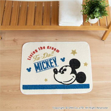 MCスター 約45×60cm 洗面マット(ミッキー グッズ ミッキーマウス ディズニー Disney かっこいい かわいい おしゃれ ヴィンテージ 大人ディズニー 洗える ラグ 洗面 マット 洗面所 洗面 お風呂 マルチマット バスマット すべり止め 日本製 プレゼント オカ)