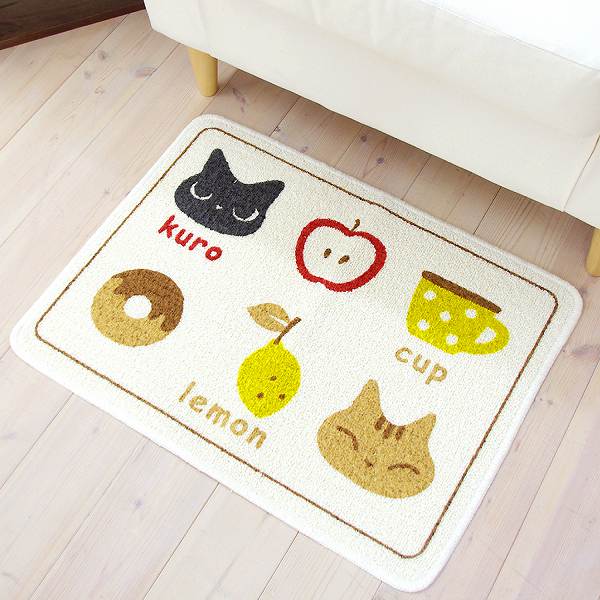 【最大50％OFFセール★5/16 1:59迄】【日本製】クロネコ 洗面マット 約45×60cm (猫 ねこ ネコ 猫柄 グッズ 猫グッズ クロネコ 黒猫 かわいい 洗える ラグ 洗面 マット 洗面所 洗面 お風呂 マルチマット バスマット すべり止め 日本製 プレゼント オカ おしゃれ )