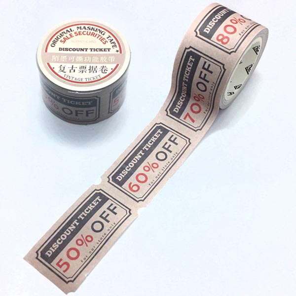 古いリアルなチケット / ディスカウント 巻き型シール マスキングテープ亜細亜の文具セレクション