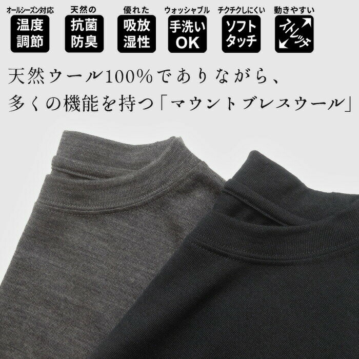 [ メリノウール インナー メンズ Tシャツ 登山 冬 ] 呼吸する ウール100％ メンズ ...