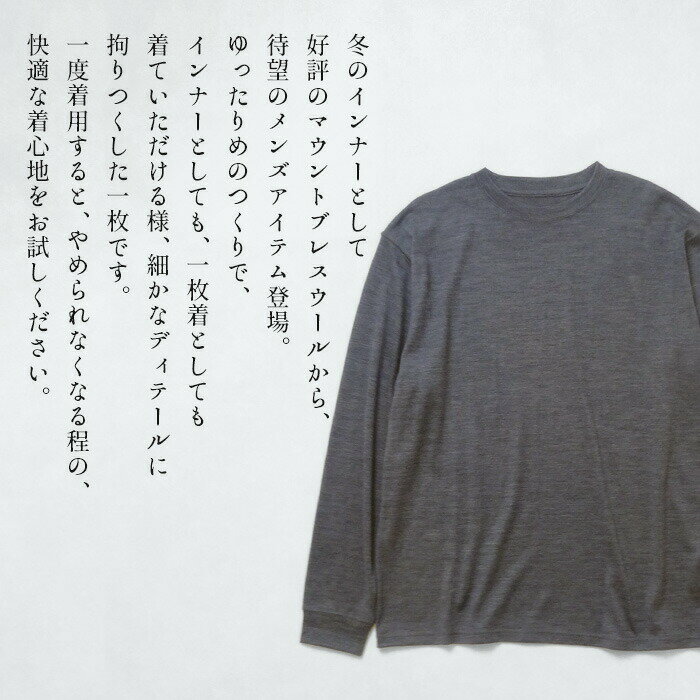 [ メリノウール インナー メンズ Tシャツ 登山 冬 ] 呼吸する ウール100％ メンズ ...