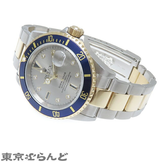 【3年保証】【返品可】 ロレックス サブマリーナーデイト 16613SG F番 グレー SS YG ダイヤモンド サファイア オイスターブレス 8PD コンビ 腕時計 メンズ 自動巻 仕上済[送料無料] 【ポイント2倍●11.18〜11.26】【中古】25BNS 101800600