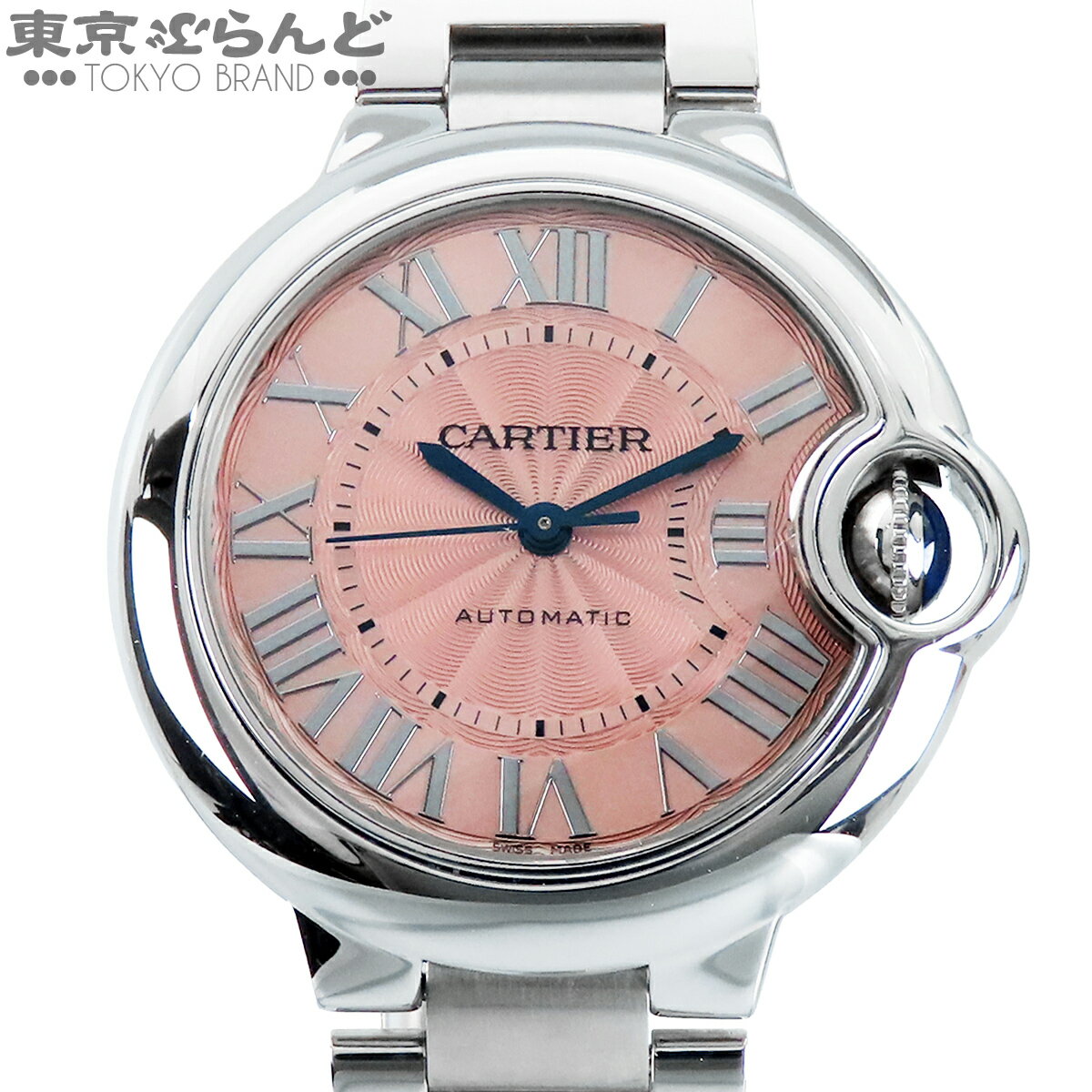 【中古】【3年保証】【返品可】カルティエ CARTIER バロンブルー レディース 腕時計 自動巻 SS 33mm バロンブルードゥカルティエ 箱付き ピンク W6920100 仕上済 [送料無料]【ポイント5倍●3.14～3.26 1:59】 101845708
