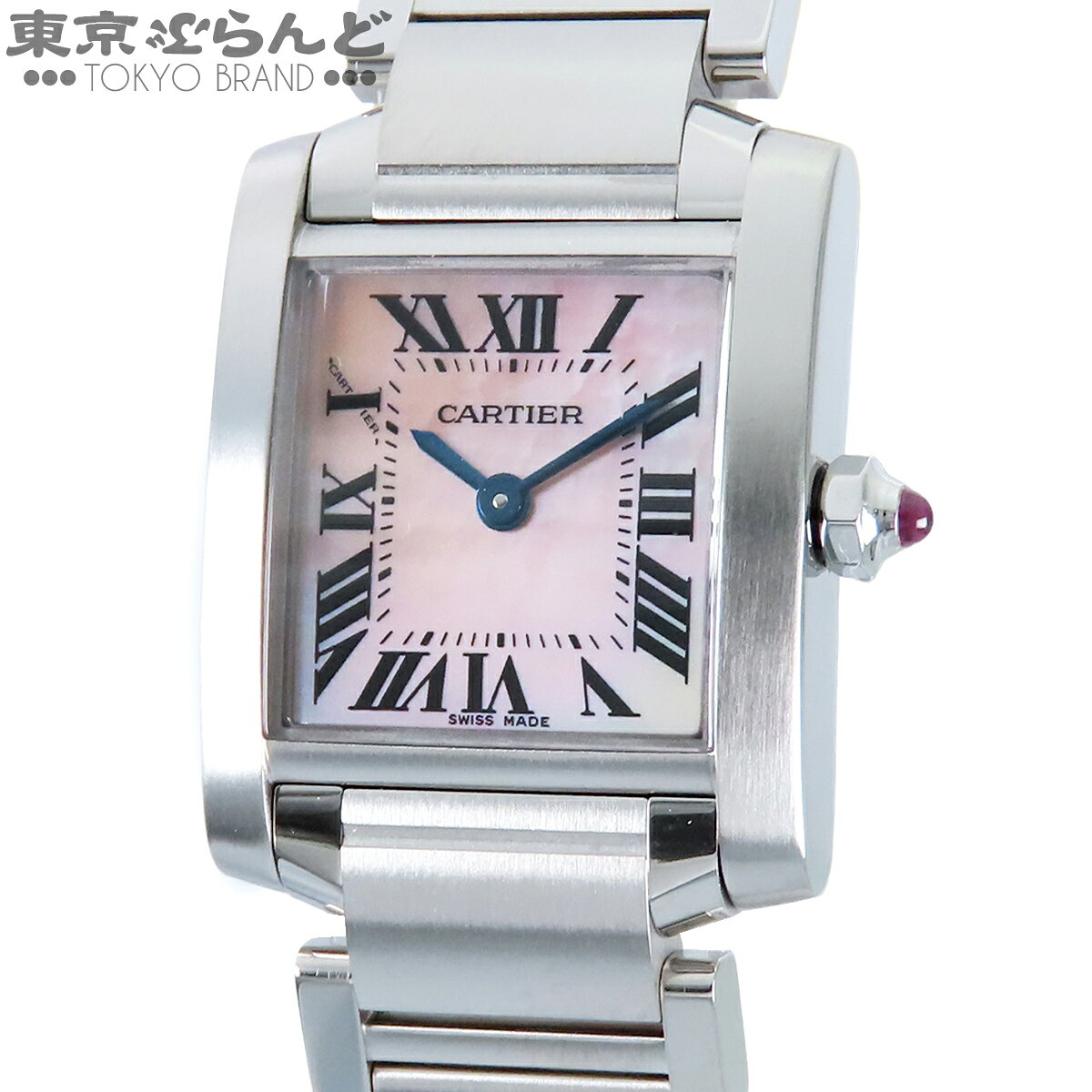 【中古】【3年保証】【返品可】カルティエ CARTIER タンクフランセーズSM レディース 腕時計 クォーツ式 電池式 シェル SS ピンクシェル W51028Q3 仕上済 電池交換済 [送料無料] 101872017