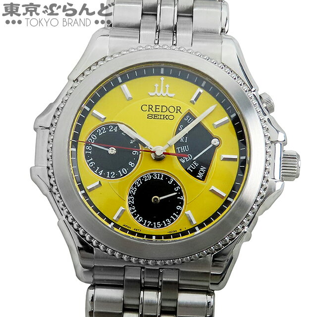 【中古】【3年保証】【返品可】セイコー SEIKO クレドール メンズ 腕時計 自動巻 SS パシフィーク デイデイト レトログラード イエロー GCBG993 4S77-0A20 [送料無料] 25XM 101833221