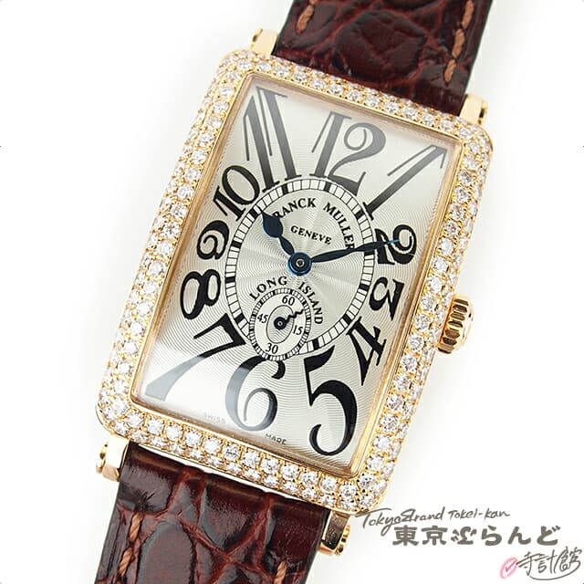 フランクミュラー FRANCKMULLER ロングアイランド ダイヤベゼル 時計 腕時計 レディース K18PG 金無垢 手巻き 950S6D 仕上済 送料無料【中古】【8.20〜8.31 期間限定ポイント5倍】【3年保証】101575630