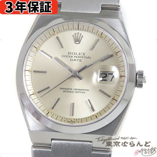 【3年保証】【返品可】国際サービス保証書付き ロレックス ROLEX オイスターパーペチュアルデイト 50周年記念 1530/0 40番台 シルバー SS 腕時計 メンズ 自動巻[送料無料] 【中古】24BN 101715532