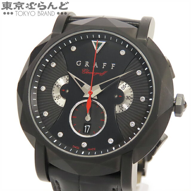 【3年保証】【返品可】 グラフ GRAFF クロノグラフ 42 インデックス11Pダイヤ CG42DLC ブラック SS クロコダイル 5500HV 1Pエメラルド 腕時計 メンズ 自動巻 箱 保証書付[送料無料] 【ポイント5倍●11.14〜11.26】【中古】 101800240