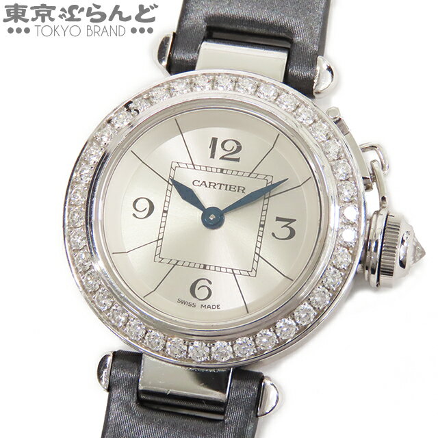 【3年保証】【返品可】 カルティエ CARTIER ミス パシャ WJ124027 シルバー文字盤 K18WG レザー 金無垢ケース ダイヤモンドベゼル 腕時計 レディース クォーツ[送料無料] 【ポイント3倍●11.14～11.26】 【中古】25XM 25BNS 101806640