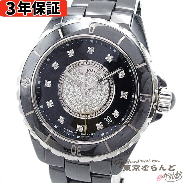 【3年保証】【返品可】 シャネル CHANEL J12 38mm センターパヴェダイヤ H1757  ...