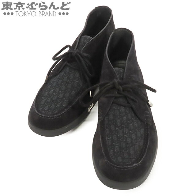 【中古】【5%クーポン♪11.14〜11.26】【返品可】ディオール Dior Granville チャッカブーツ ブラック 黒xネイビー スウェード オブリー...