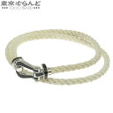 【返品可】フレッド FRED フォース 10 ブレスレット 2連 0B0045 ホワイトゴールド K18WG SS ラッカー テキスタイルケーブル 19 ブレス...