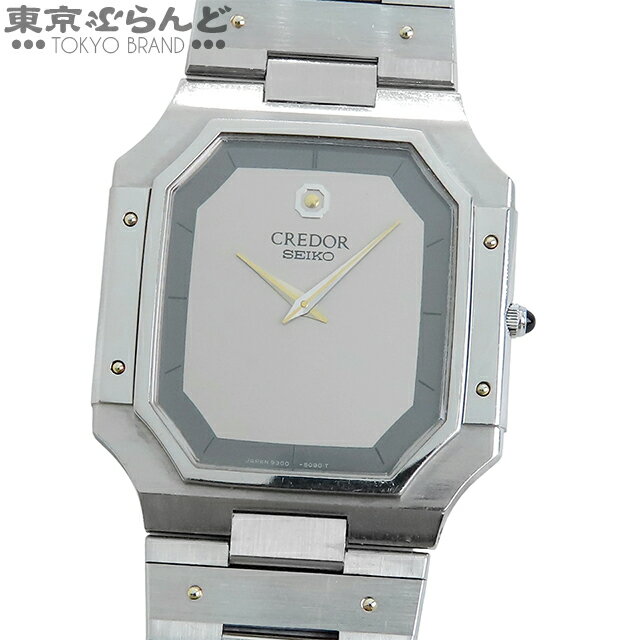 【中古】【返品可】セイコー SEIKO クレドール メンズ 腕時計 クォーツ式 電池式 SS スクエア シルバーxグレー GKEL038 9300-5050 仕上済 電池交換済 [送料無料] 25XM 【ポイント2倍●11.28〜12.11 1:59】 101820016