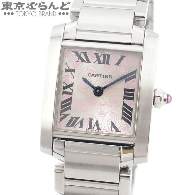 【5%クーポン♪5.17～5.21】【2024年4月度月間優良ショップ】【返品可】カルティエ CARTIER タンクフランセーズ SM ハッピーバースデイ W51031Q3 シルバーxピンク SS 腕時計 レディース QZ 電池交換 仕上済 [送料無料] 【中古】 101710125