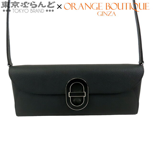 【5%クーポン♪5.10～5.15】【2024年4月度月間優良ショップ】【返品可】エルメス HERMES シェーヌダンクルトゥーゴー U刻印 ブラック ブラックラッカー金具 エプソン 長財布 ショルダーウォレット ショルダーバッグ レディース 展示未使用 [送料無料] 【中古】 101722929