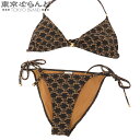 【5%クーポン♪5.15〜5.27】【返品可】セリーヌ CELINE トリオンフ ビキニ 水着 スイムウェア ダークブラウンxベージュ ナイロン ポリウレタン ...