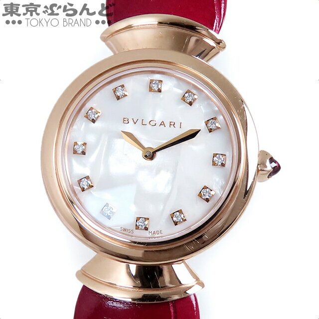 【中古】【返品可】ブルガリ BVLGARI ディーヴァドリーム レディース 腕時計 電池式 K18PG アリゲーターレザー 12Pダイヤモンド シェル文字盤 ホワイト 102840 DVP30G [送料無料] 25XM 101820229