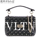 【決算セールπ】【返品可】ヴァレンチノガラヴァーニ Valentino Garavani ロックスタッズ 2WAY チェーンバッグ ブラック 黒 レザー ショル...
