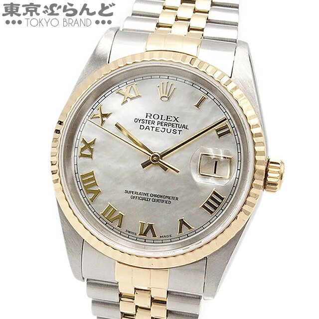 【クリアランスセール■】【返品可】ロレックス ROLEX デイトジャスト 16233NR ホワイト SS YG シェル 箱・保証書付き 腕時計 メンズ 自動巻 ジュビリーブレス Y番 OH 仕上済 [送料無料] 【中古】pdw 101671935