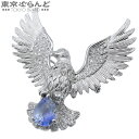 【中古】【5%クーポン♪7.17〜7.21】【返品可】ブルーサファイア ダイヤモンド イーグル ブローチ ホワイトゴールド K18WG 3.622ct 0.74...