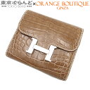 【価格見直しました♪決算セールδ】【返品可】エルメス HERMES コンスタンス コンパクトウォレット A刻印 フィセル シルバー金具 アリゲーター 2017年...