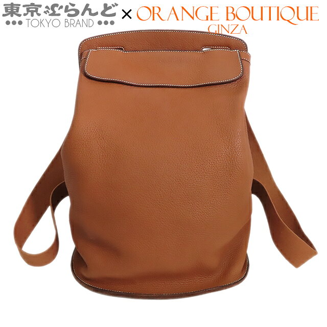 【返品可】エルメス HERMES シェルパ GM 〇Y刻印 ブラウン トゴ リュック・デイパック レ ...