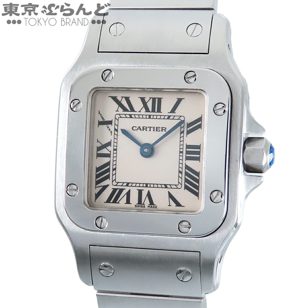 カルティエ CARTIER サントスガルベSM レディース 腕時計 クォーツ式 電池式 SS サントスドゥカルティエ アイボリー W20056D6 仕上済 電池交換済  101863939