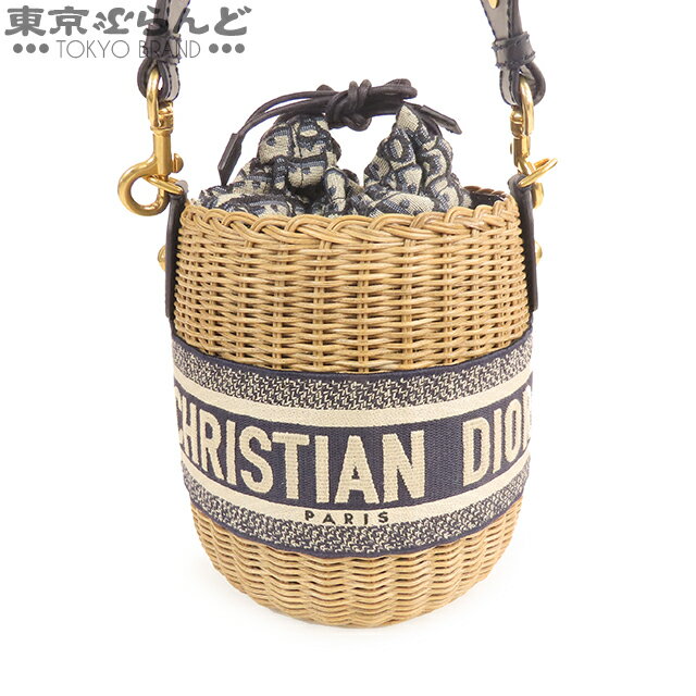 【5%クーポン♪5.17～5.21】【決算セール△】【返品可】クリスチャンディオール Christian Dior ウィッカー オブリーク バケットバッグ M7600CMVO M918 ネイビー キャンバス ラタン 巾着 ショルダーバッグ バッグ レディース[送料無料] 【中古】pdw 101710041