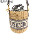 【5%クーポン♪5.10～5.15】【決算セール△】【返品可】クリスチャンディオール Christian Dior ウィッカー オブリーク バケットバッグ M7600CMVO M918 ネイビー キャンバス ラタン 巾着 ショルダーバッグ バッグ レディース[送料無料] 【中古】pdw 101710041