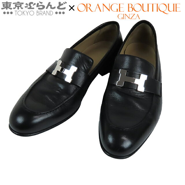 【返品可】エルメス HERMES モカシン パリ ブラック シルバー金具 レザー コンスタンス 41 ローファー メンズ[送料無料] 【中古】 101776543のサムネイル