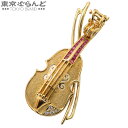 【中古】【返品可】ノーブランド no brand バイオリンモチーフ ルビー ダイヤモンド ピンブローチ イエローゴールド K18YG D0.06ct レディー...