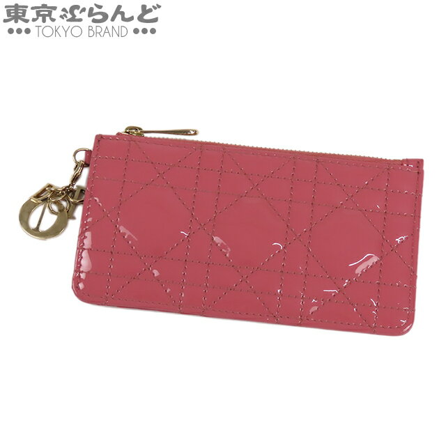 【5%クーポン♪5.10～5.15】【返品可】クリスチャンディオール Christian Dior レディディオール スモールジップ カードホルダー S0478ONMJ ダスティピンク パテントレザー カナージュ 小銭入れ コインケース レディース[送料無料] 【中古】 101725651