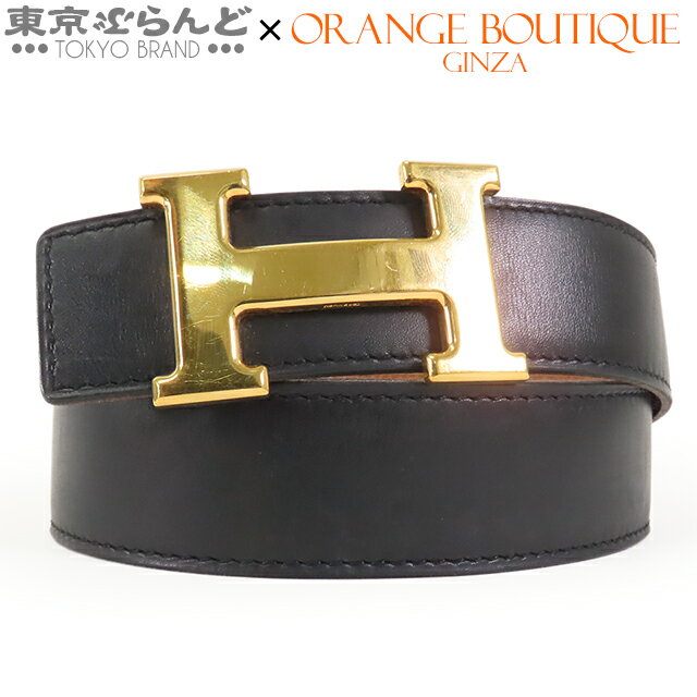 【中古】【5%クーポン♪11.14～11.26】【返品可】エルメス HERMES Hベルト ユニセックス ボックスカーフ トゴ コンスタンス リバーシブル □H刻印 2004 ブラックxゴールド ゴールド金具 [送料無料]【ポイント13倍●11.14～11.26】 101819453