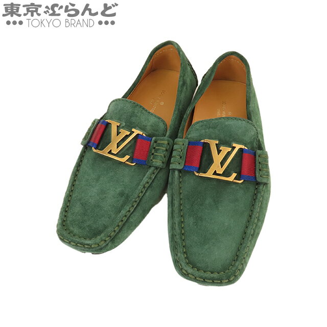 【5%クーポン♪5.23～6.2】【2024年4月度月間優良ショップ】【返品可】ルイヴィトン LOUIS VUITTON モンテカルロ ライン ローファー グリーン スウェード ドライビングシューズ 6 靴 メンズ[送料無料] 【中古】【ポイント5倍●5.23～6.2】 101719854