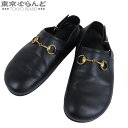 【5%クーポン♪6.1〜6.11】【返品可】グッチ GUCCI ホースビット レザー サンダル 473491 ブラック レザー ヒールストラップ 9 サンダル ...