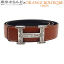 【中古】【5%クーポン♪7.31〜8.10】【返品可】エルメス HERMES Hベルト トゥアレグ □F刻印 ブラウン SV925 バレニア ボックスカーフ 9...