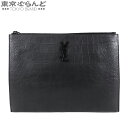 【5%クーポン♪5.2〜5.11】【返品可】サンローラン SAINT LAURENT ジップ タブレットホルダー 453249 ブラック 黒 レザー クラッチバ...