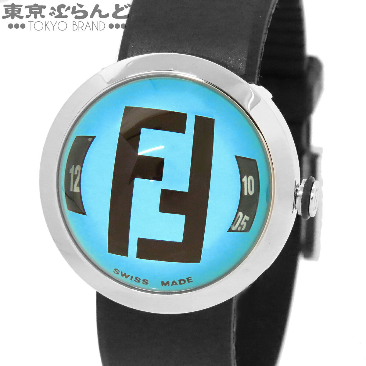 【中古】【返品可】フェンディ FENDI ブースラ メンズ 腕時計 クォーツ SS ラバー ドーム風防 FFロゴ ライトブルー 8010G [送料無料] 101856468