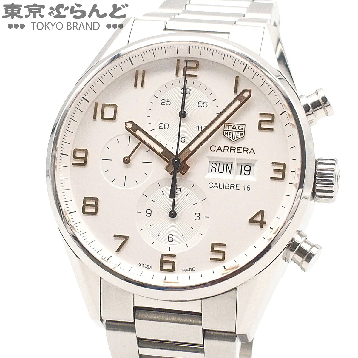 【中古】【返品可】タグホイヤー TAG HEUER カレラ クロノグラフ デイデイト メンズ 腕時計 自動巻 SS キャリバー16 保証書付き ホワイト CV2A1AC.BA0738 [送料無料]【ポイント10倍●7.22〜7.27】 101885271