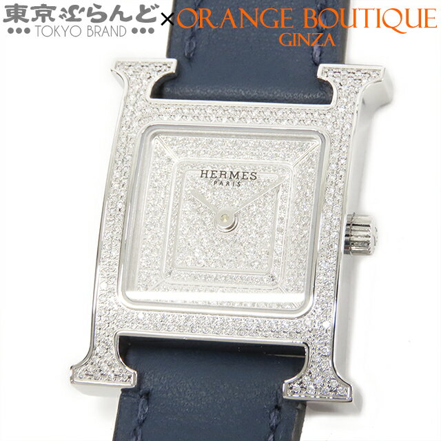 【中古】【返品可】エルメス HERMES Hウォッチ HH4.231 W057933WW00 SS スイフト ダイヤモンド フルダイヤ B刻印 腕時計 レディース 箱 保証書付 [送料無料] 103018973